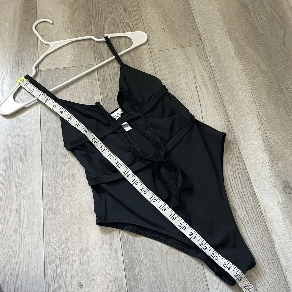 Fleur Du Mal Swimsuit cutout v cheeky one piece womens Black (xsmall) designer